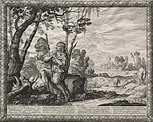 The Prodigal Son:  The Prodigal Tending the Pigs by Abraham Bosse (French, 1602–1676)