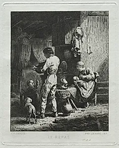The Repast by Charles-Émile Jacque (French, 1813–1894)