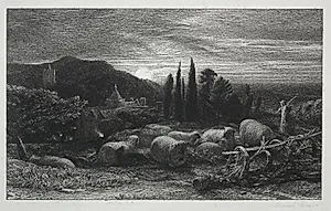 The Rising Moon by Samuel Palmer (British, 1805–1881)