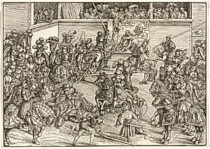 The Second Tournament with the Tapestry of Sampson and the Lion by Lucas Cranach (German, 1472–1553)