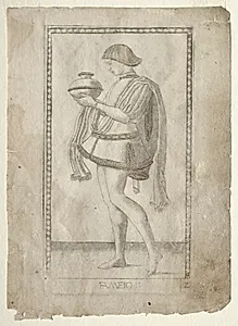 The Servant (from the Tarocchi, series E: Conditions of Man, #2) by Master of the E-Series Tarocchi (Italian, 15th century)