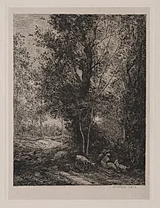 The Shepherd and Shepherdess  by Charles François Daubigny (French, 1817–1878)