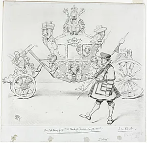 The Stagecoach for Parliamentary Purposes (recto) by Edward Tennyson Reed (British, 1860–1933)