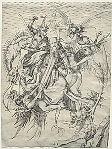 The Temptation of St. Anthony by Martin Schongauer (German, c. 1450–1491)