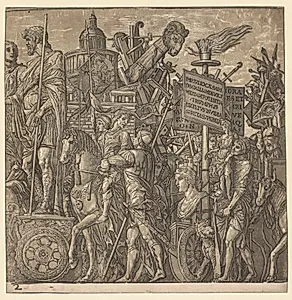 The Triumph of Julius Caesar: Colossal Statues and Siege Equipment by Andrea Andreani (Italian, about 1558–1610)