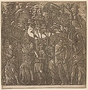 The Triumph of Julius Caesar: Soldiers Carrying Banners and Standards by Andrea Andreani (Italian, about 1558–1610)