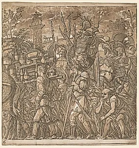 The Triumph of Julius Caesar:  Soldiers Carrying Vases and Trophies of War by Andrea Andreani (Italian, about 1558–1610)