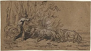 The Truffle Gatherers by Charles-Émile Jacque (French, 1813–1894)