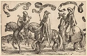 The Twelve Kings of Israel:  David, Solomon, Rehoboam by Lucas van Leyden (Dutch, 1494–1533)