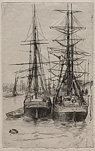 The Two Ships by James McNeill Whistler (American, 1834–1903)