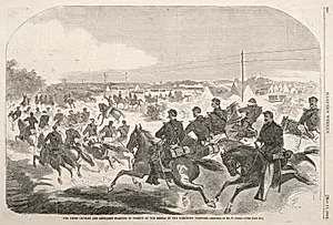 The Union Cavalry and Artillery Starting in Pursuit of the Rebels up the Yorktown Turnpike by Winslow Homer (American, 1836–1910)