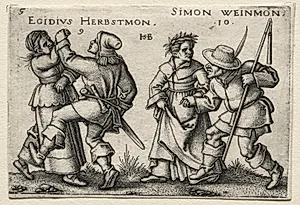 The Village Wedding:  Egidius Herbstmon / Simon Weimon by Hans Sebald Beham (German, 1500–1550)