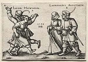 The Village Wedding:  Jacob Hewmon / Lawrencius Augstmon by Hans Sebald Beham (German, 1500–1550)