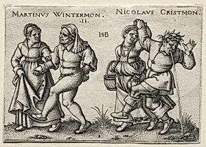 The Village Wedding:  Martinus Wintermon / Nicolaus Cristmon by Hans Sebald Beham (German, 1500–1550)