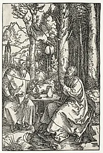 The Visit of St. Anthony to St. Paul the Hermit by Albrecht Dürer (German, 1471–1528)