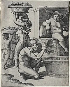 The Wine Press by Marcantonio Raimondi (Italian, 1470/82–1527/34)