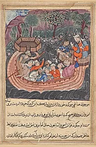 The young man of Baghdad reveals his true identity to the Hashimi, from a Tuti-nama (Tales of a Parrot: Forty-eighth Night by Unknown Artist