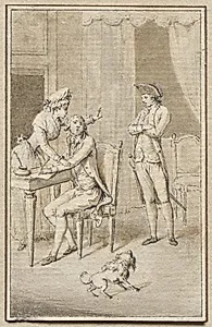 Three Figures with a Dog