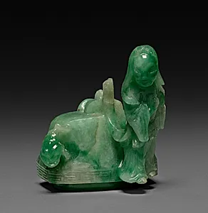 Three-Sectional Altar Group: Cylindrical Carving with Phoenix (lid) by Unknown Artist
