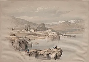 Tiberias, from the Walls, Safet in the Distance by David Roberts (Scottish, 1796–1864)
