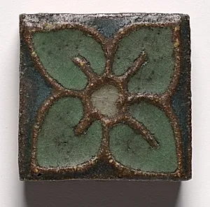 Tile- Flower by Grueby Pottery Company (American)
