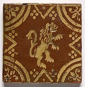 Tile- Rampant Lion by Unknown Artist