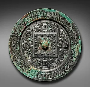 TLV Mirror with Four Spirits and Companions by Unknown Artist