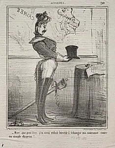 To think that I might soon be reduced to exchanging my crown for a simple hat! by Honoré Daumier (French, 1808–1879)