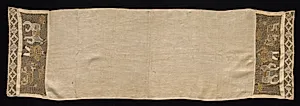 Towel with Border of Figures of Men and Animals by Unknown Artist