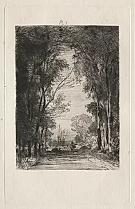 Traveler on a Road in a Forest by Maxime Lalanne (French, 1827–1886)
