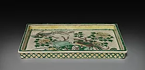 Tray with Phoenixes in Landscape by Unknown Artist
