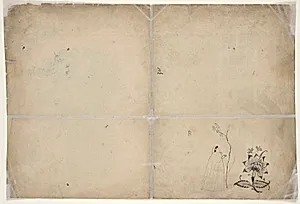Two Elephants Fighting in a Courtyard Before Muhammad Shah