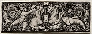 Two Genii by Hans Sebald Beham (German, 1500–1550)