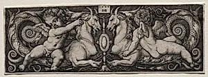Two Genii by Hans Sebald Beham (German, 1500–1550)