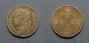 Two Guineas: James II (obverse); Four Shields of Arms (reverse)