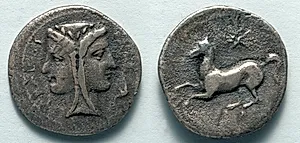 Two Litrae: Janiform Head (obverse); Horse (reverse) by Unknown Artist