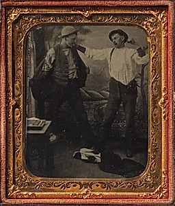 Two Men Staging a Fight in a Studio by Unknown Artist