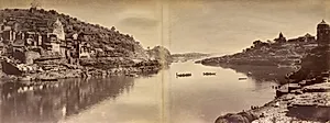 Two-Part Panorama with View of the Narmada River at Omkareshwar by Raja Deen Dayal (Indian, 1844–1905)