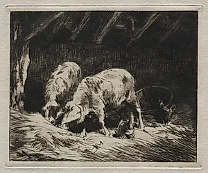 Two Pigs by Charles-Émile Jacque (French, 1813–1894)
