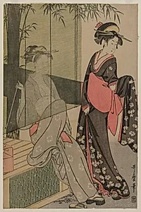 Two Women by a Bamboo Blind by Kitagawa Utamaro (Japanese, c. 1754–1806)