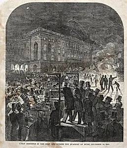 Union Meeting in the Open Air Outside the Academy of Music by Winslow Homer (American, 1836–1910)