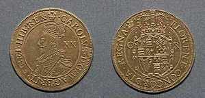 Unite: Charles I (obverse); Crowned Shield (reverse) by Unknown Artist