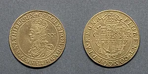 Unite: Charles I (obverse); Crowned Shield (reverse)