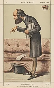 Vanity Fair: Statesman, No. 23 "He is too honest a Tory for his party and time" by Carlo (Ape) Pellegrini (Italian, 1839–1889)