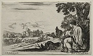 Various Figures and Landscapes:  A Poor Nurse Seated under a Tree