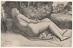 Venus Reclining in a Landscape by Giulio Campagnola (Italian, 1482–1515)