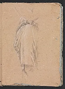 Verona Sketchbook: Drapery study with elbow (page 5) by Francesco Lorenzi (Italian, 1723–1787)