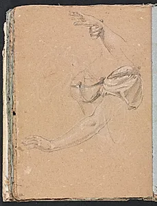 Verona Sketchbook: Female arms and hands with drapery (page 82) by Francesco Lorenzi (Italian, 1723–1787)