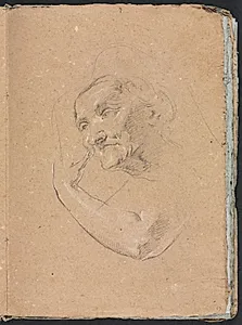 Verona Sketchbook: Head of a woman with left arm (page 13) by Francesco Lorenzi (Italian, 1723–1787)