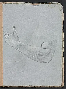 Verona Sketchbook: Left arm and hand (page 47) by Francesco Lorenzi (Italian, 1723–1787)